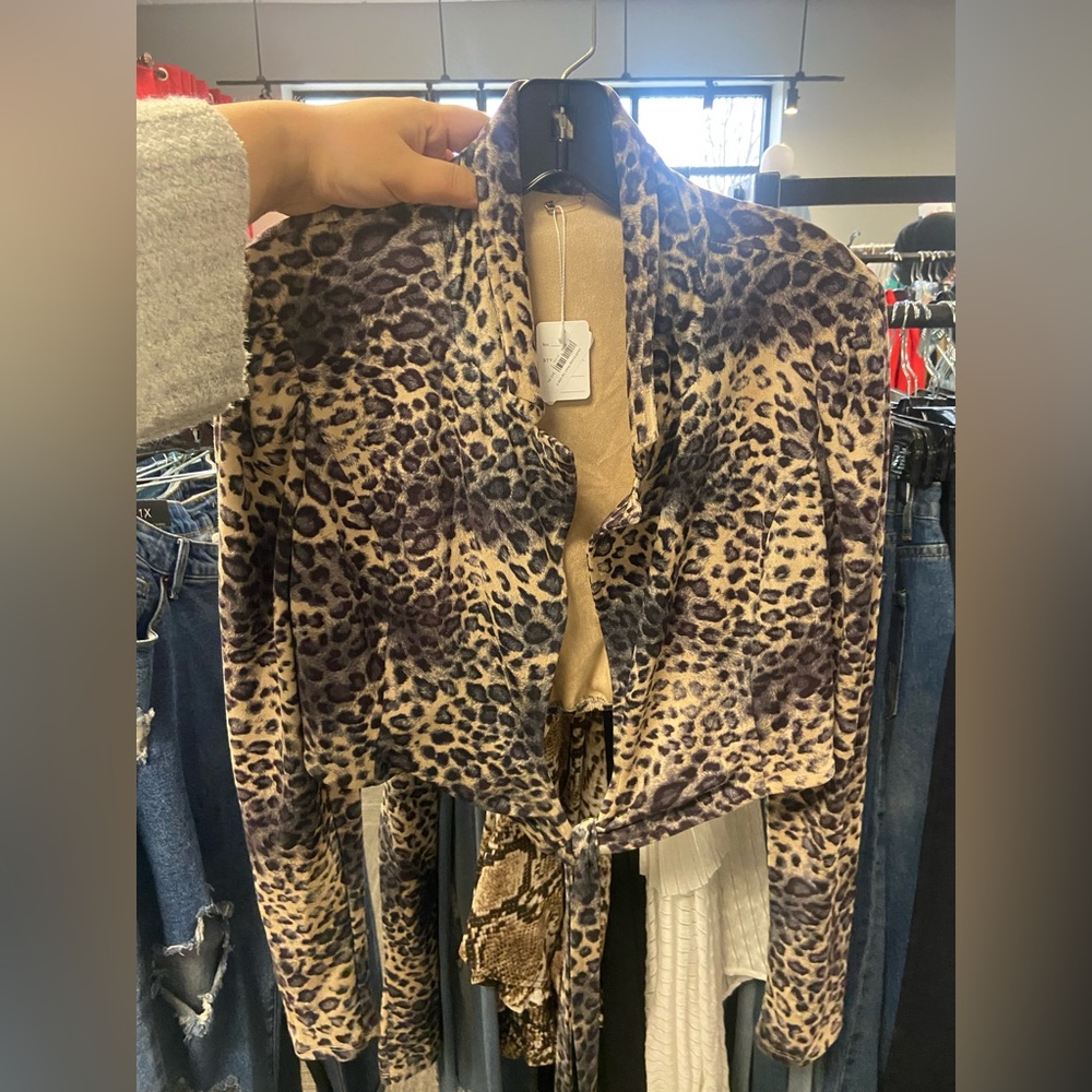 Leopard Print Tie-Front Cardigan